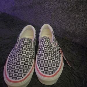 Vans Black and White Checkered Slip-On Shoes Men Or Womens! Womens Size 8